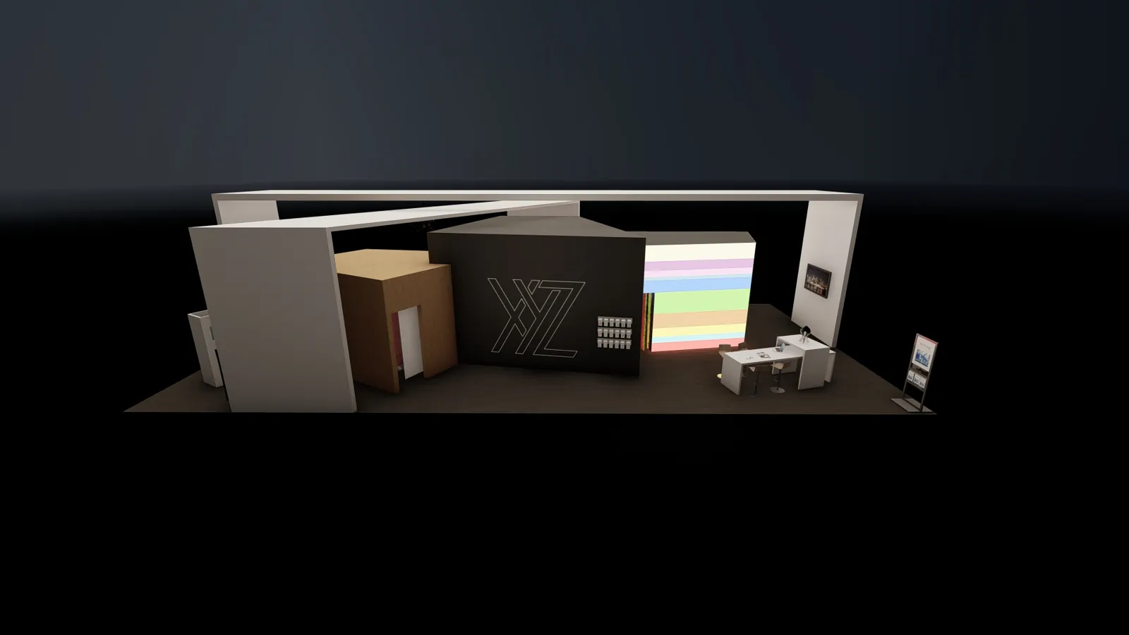 Booth Design — Light, darkness, texture