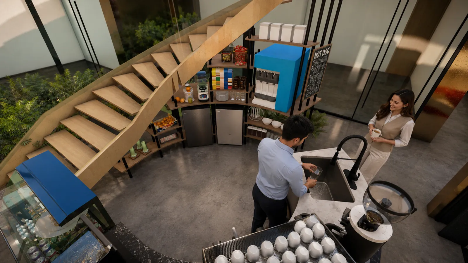 Office Orbit Café — Under-stair shelving